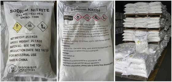 25KG / Bag NaNO2 โซเดียมไนไตรท์ 99% สารเติมแต่งในการเคลือบโลหะ