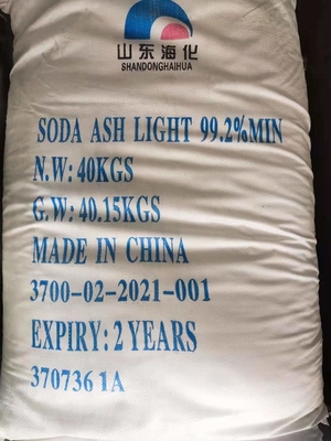 40KG / Bag 99.2% โซดาแอชไลท์สำหรับแก้ว Na2CO3 โซเดียมคาร์บอเนต
